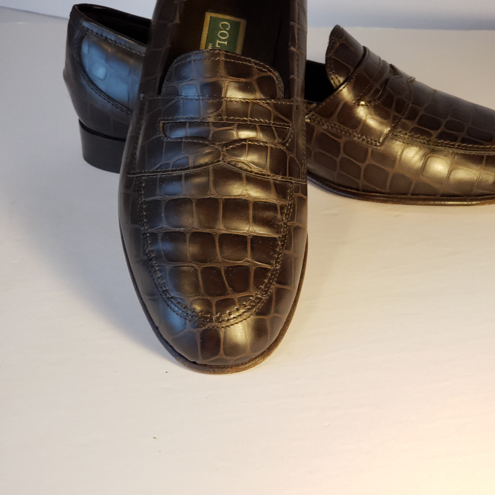Cole Haan 7B Brown Crocodile Leather Loafer Shoes - Picture 6 of 8